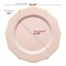 Pink with Gold Rim Round Blossom Disposable Plastic Dinner Plates - 10.25" (120 Plates)